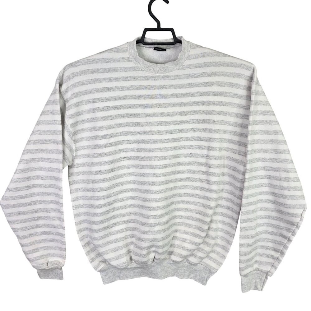 Mens H.L. Miller Gold Pullover Sweatshirt Gray Striped Long Sleeve Size XL